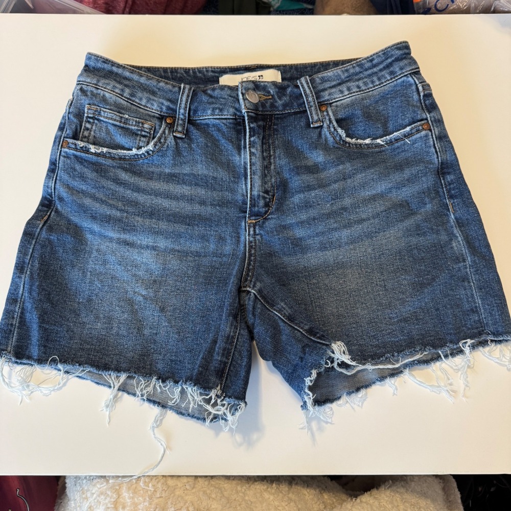 Joes Jeans‎ Womens Size 27 Medium Wash Raw Hem Distressed Denim Shorts Blue